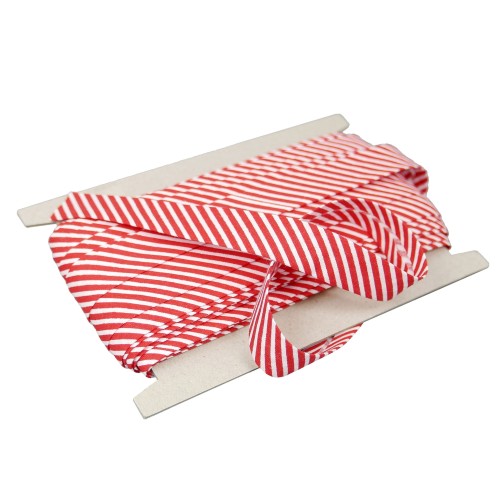 Lamówka bawełniana czerwone paski 194