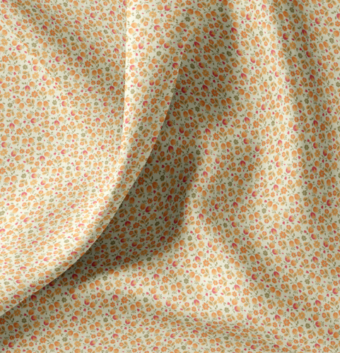 Popelina drobniutkie pomarańczowe kwiatuszki