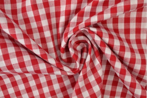 Bawełna barwiona w przędzy kratka czerwona 6mm dwustronna