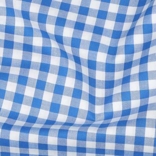 Bawełna barwiona w przędzy dwustronna kratka niebieski 1cm