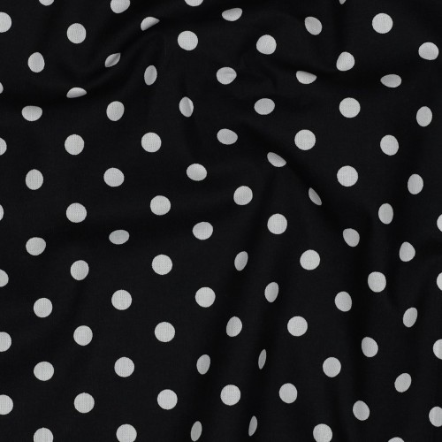Popelina białe kropki na czarnym tle