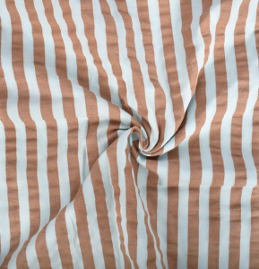 Bawełna kreszowana w paski błękit i brąz